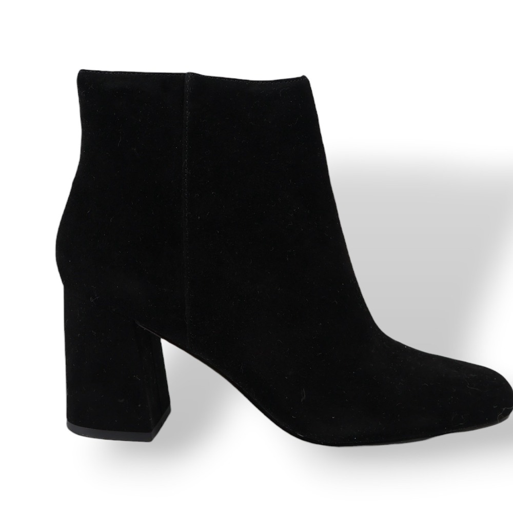 Bella Vita Wilma Black Suede Square Toe Block Heel Ankle Boots Booties 9 M New